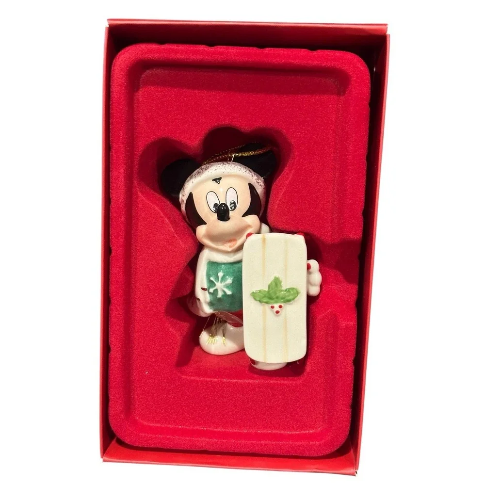 Disney Lenox Mickey‎ Mouse Let it Snow Christmas Ornament Porcelain Figure